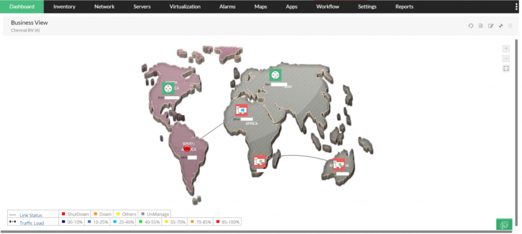Business view map, OpManager