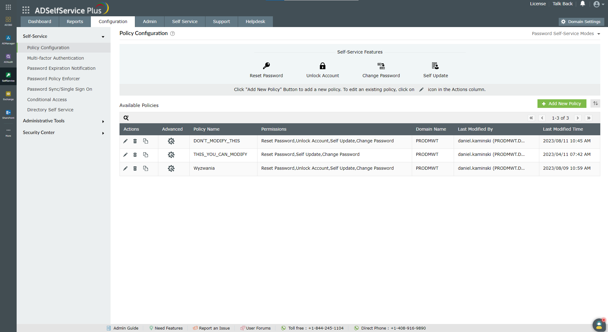Reset hasła w AD360