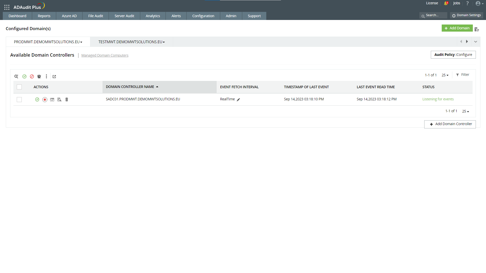Obsługa wielu domen ADAUdit Plus