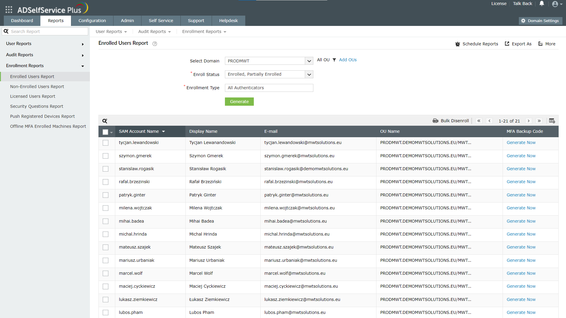 Screen Jelentési és esemény-audit funkció