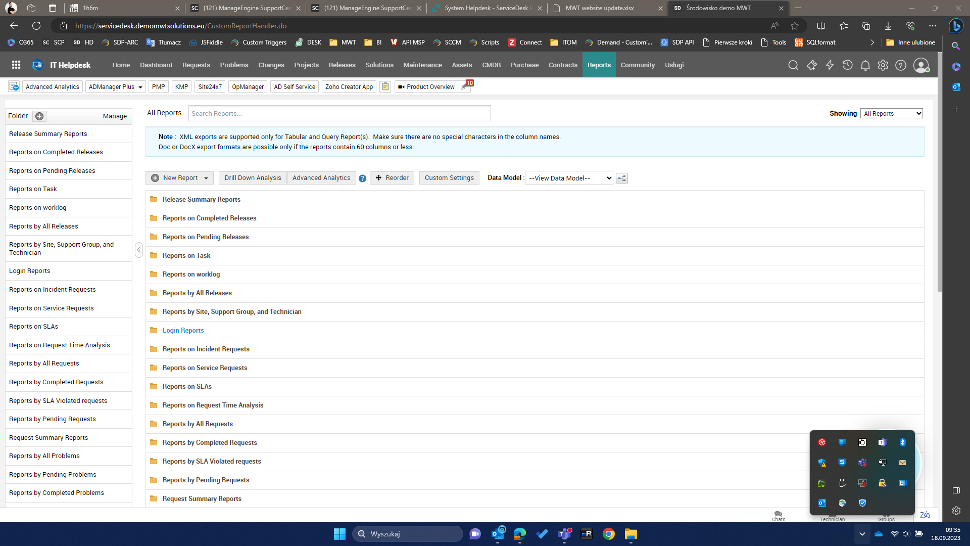 screen z sdp - raporty