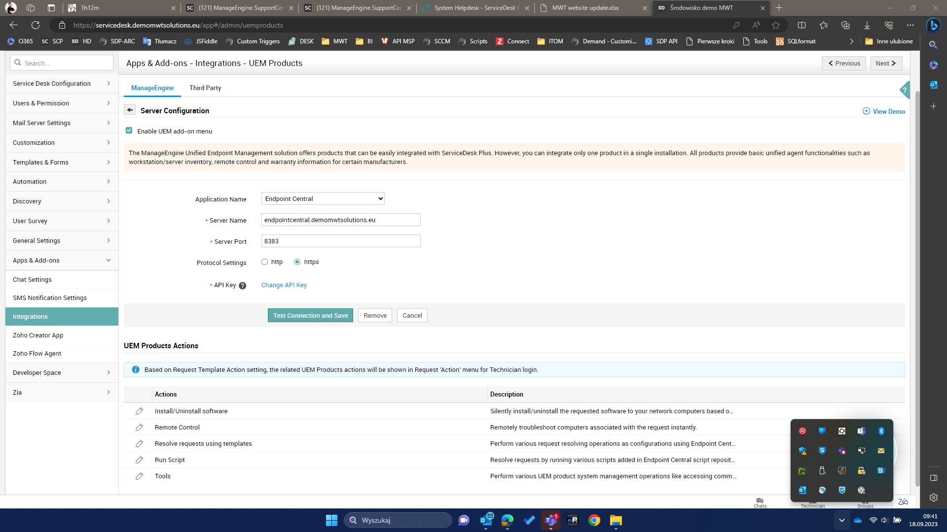 screen z sdp - integracja