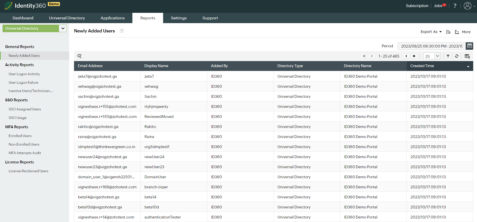 Screen systemu - Identity360